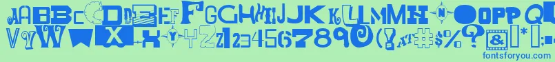 MixedMessagesJl-Schriftart – Blaue Schriften auf grünem Hintergrund