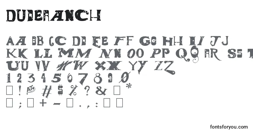 Czcionka DudeRanch – alfabet, cyfry, specjalne znaki
