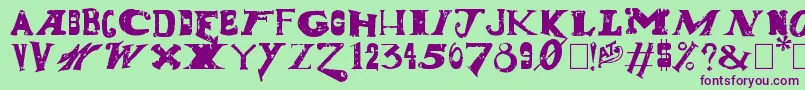 DudeRanch-Schriftart – Violette Schriften auf grünem Hintergrund