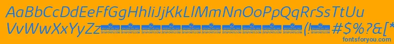 KabrioSoftLightItalicTrial Font – Blue Fonts on Orange Background