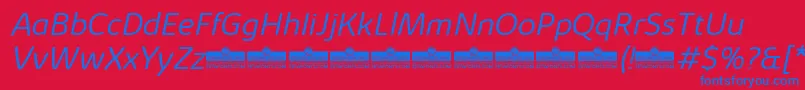 KabrioSoftLightItalicTrial Font – Blue Fonts on Red Background