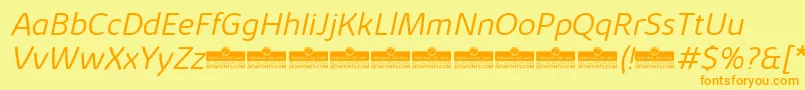 KabrioSoftLightItalicTrial Font – Orange Fonts on Yellow Background