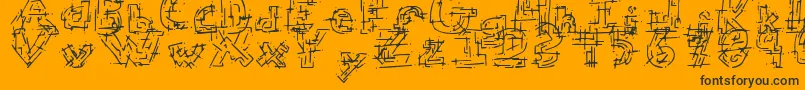 ChaoticCircuitRegular Font – Black Fonts on Orange Background