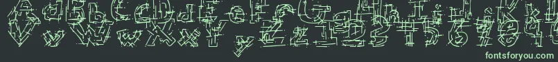 フォントChaoticCircuitRegular – 黒い背景に緑の文字