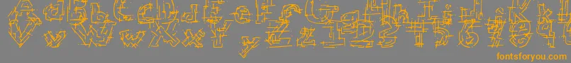 ChaoticCircuitRegular-Schriftart – Orangefarbene Schriften auf grauem Hintergrund