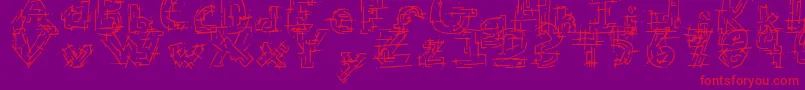 ChaoticCircuitRegular Font – Red Fonts on Purple Background