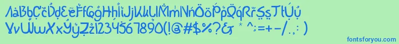 Czcionka BukaPuasaBersama5 – niebieskie czcionki na zielonym tle