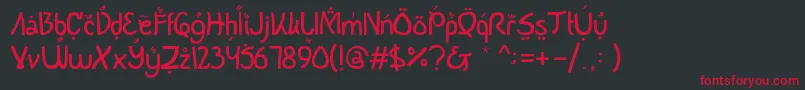 Czcionka BukaPuasaBersama5 – czerwone czcionki na czarnym tle