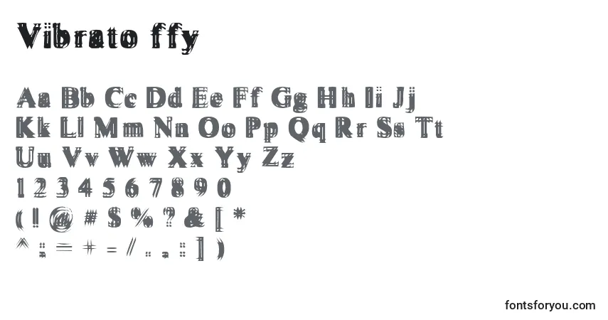 A fonte Vibrato ffy – alfabeto, números, caracteres especiais