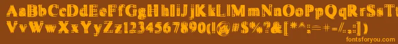 Vibrato ffy-Schriftart – Orangefarbene Schriften auf braunem Hintergrund