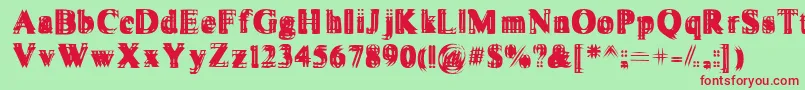 Vibrato ffy Font – Red Fonts on Green Background