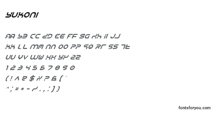 Czcionka Yukoni – alfabet, cyfry, specjalne znaki