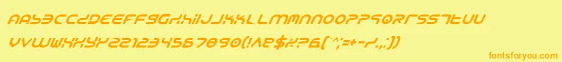 フォントYukoni – オレンジの文字が黄色の背景にあります。