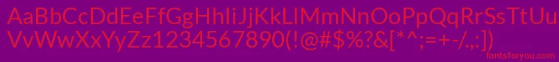 LatoRegular-Schriftart – Rote Schriften auf violettem Hintergrund
