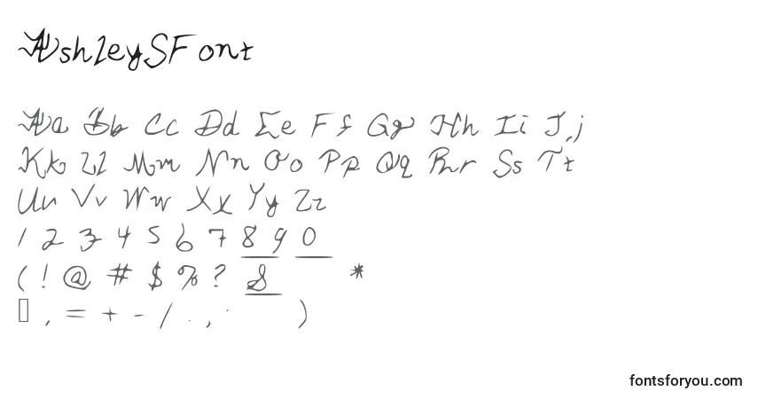 Шрифт AshleySFont – алфавит, цифры, специальные символы