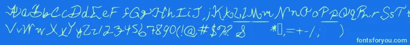 AshleySFont Font – Green Fonts on Blue Background