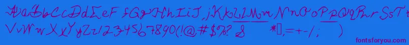 AshleySFont Font – Purple Fonts on Blue Background