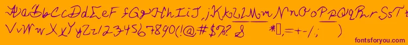 AshleySFont Font – Purple Fonts on Orange Background