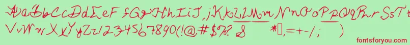 フォントAshleySFont – 赤い文字の緑の背景