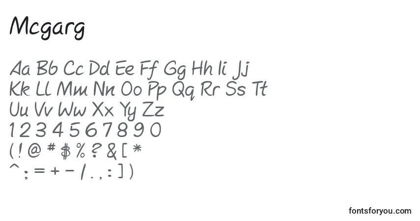 A fonte Mcgarg – alfabeto, números, caracteres especiais