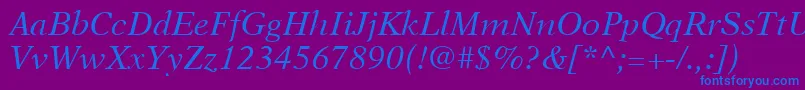 NewAsterLtItalic Font – Blue Fonts on Purple Background