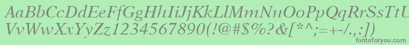 NewAsterLtItalic Font – Gray Fonts on Green Background