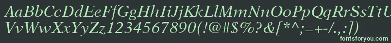 NewAsterLtItalic Font – Green Fonts on Black Background