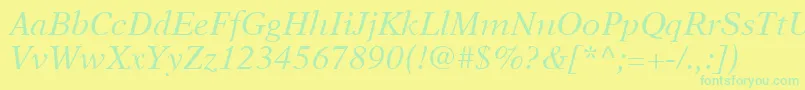 フォントNewAsterLtItalic – 黄色い背景に緑の文字