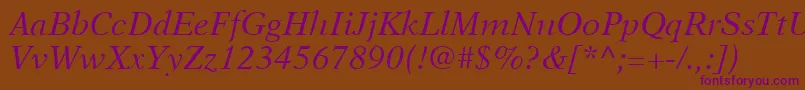 NewAsterLtItalic Font – Purple Fonts on Brown Background