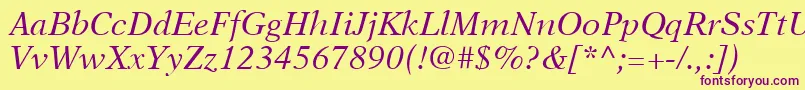 NewAsterLtItalic Font – Purple Fonts on Yellow Background