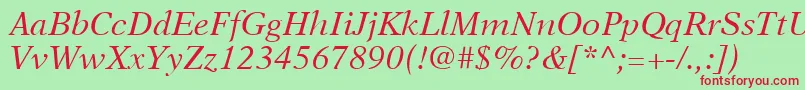 NewAsterLtItalic Font – Red Fonts on Green Background