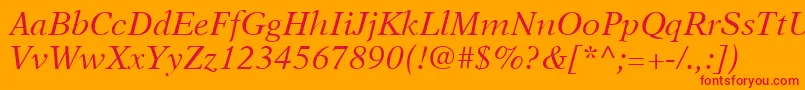 NewAsterLtItalic Font – Red Fonts on Orange Background