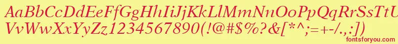 NewAsterLtItalic Font – Red Fonts on Yellow Background