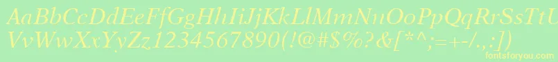 NewAsterLtItalic Font – Yellow Fonts on Green Background