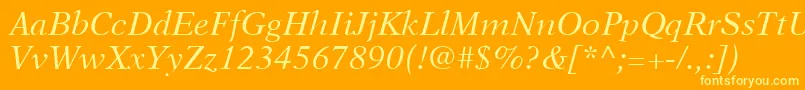 NewAsterLtItalic Font – Yellow Fonts on Orange Background