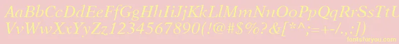 NewAsterLtItalic Font – Yellow Fonts on Pink Background