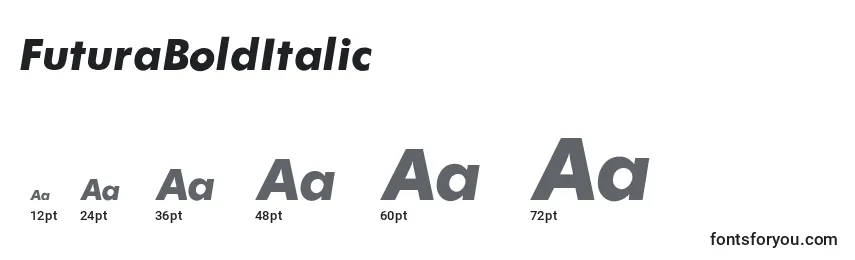 Größen der Schriftart FuturaBoldItalic