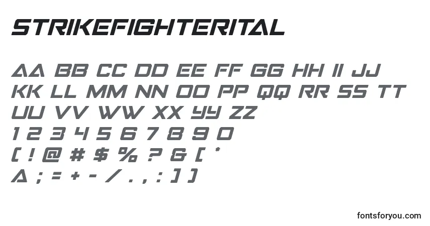 Schriftart Strikefighterital – Alphabet, Zahlen, spezielle Symbole