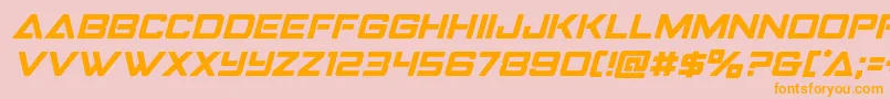 Strikefighterital-Schriftart – Orangefarbene Schriften auf rosa Hintergrund