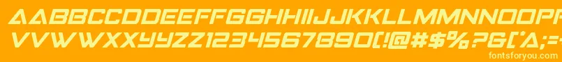 Strikefighterital Font – Yellow Fonts on Orange Background