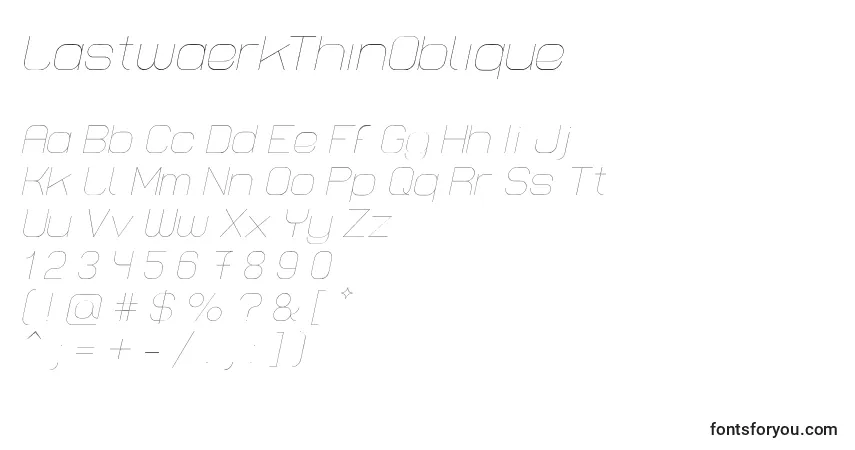 Fuente LastwaerkThinOblique - alfabeto, números, caracteres especiales