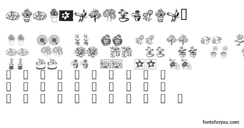 Czcionka KrKatsFlowers3 – alfabet, cyfry, specjalne znaki