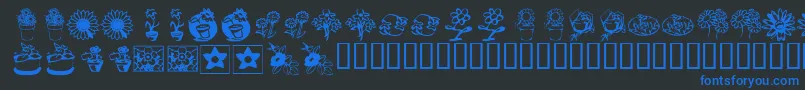 KrKatsFlowers3 Font – Blue Fonts on Black Background