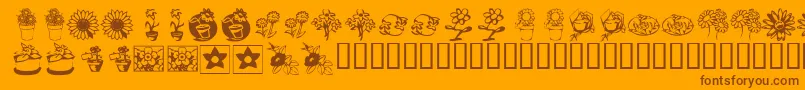 KrKatsFlowers3 Font – Brown Fonts on Orange Background