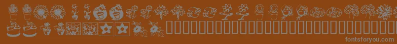 KrKatsFlowers3 Font – Gray Fonts on Brown Background