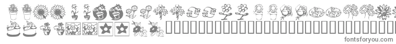 KrKatsFlowers3 Font – Gray Fonts on White Background