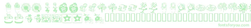 KrKatsFlowers3 Font – Green Fonts on White Background