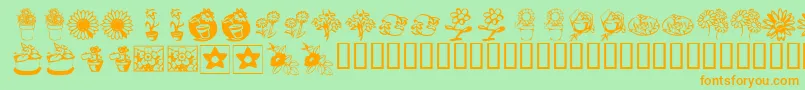 KrKatsFlowers3 Font – Orange Fonts on Green Background