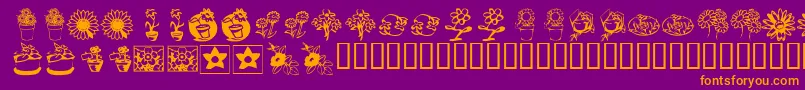 KrKatsFlowers3 Font – Orange Fonts on Purple Background