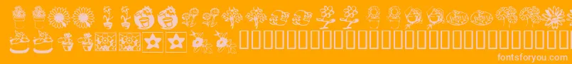 KrKatsFlowers3 Font – Pink Fonts on Orange Background
